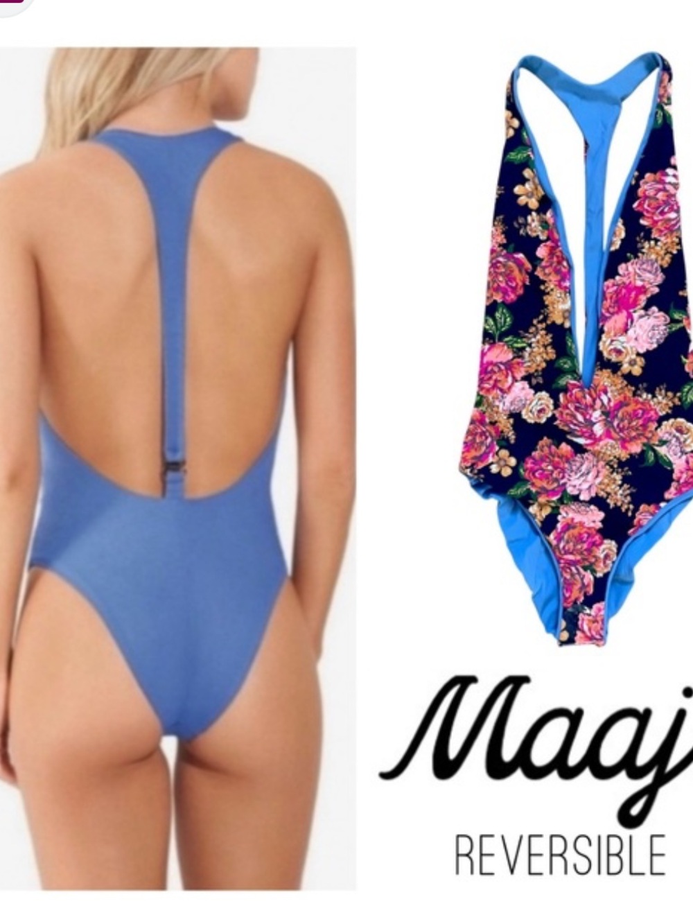 Maaji Reversible Ribbed Floral One Piece Bathing suit
